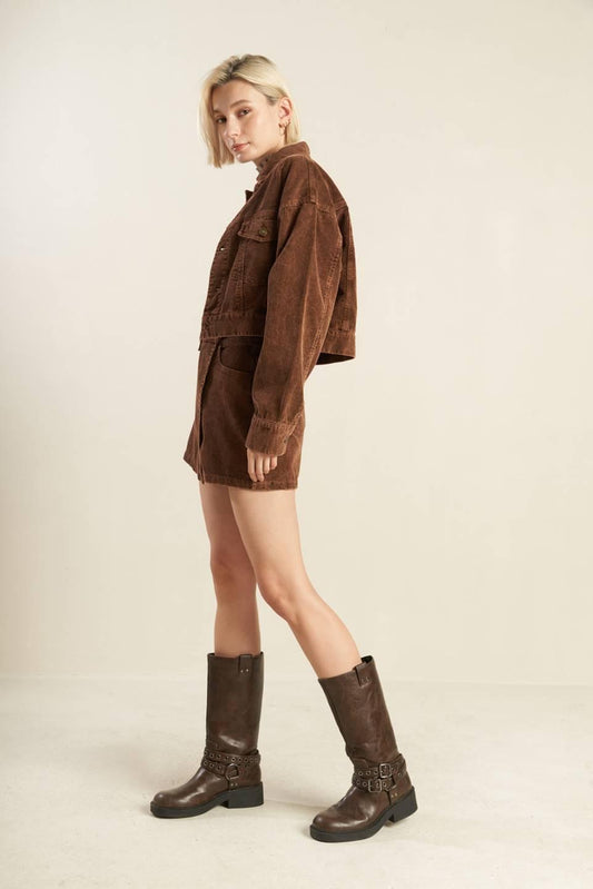 Escaping Reality Corduroy Jacket in brown, view 6 — Soul Flow Apparel