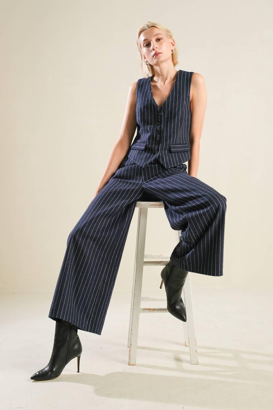 Forever Connected Woven Vest in navy, view 9 — Soul Flow Apparel