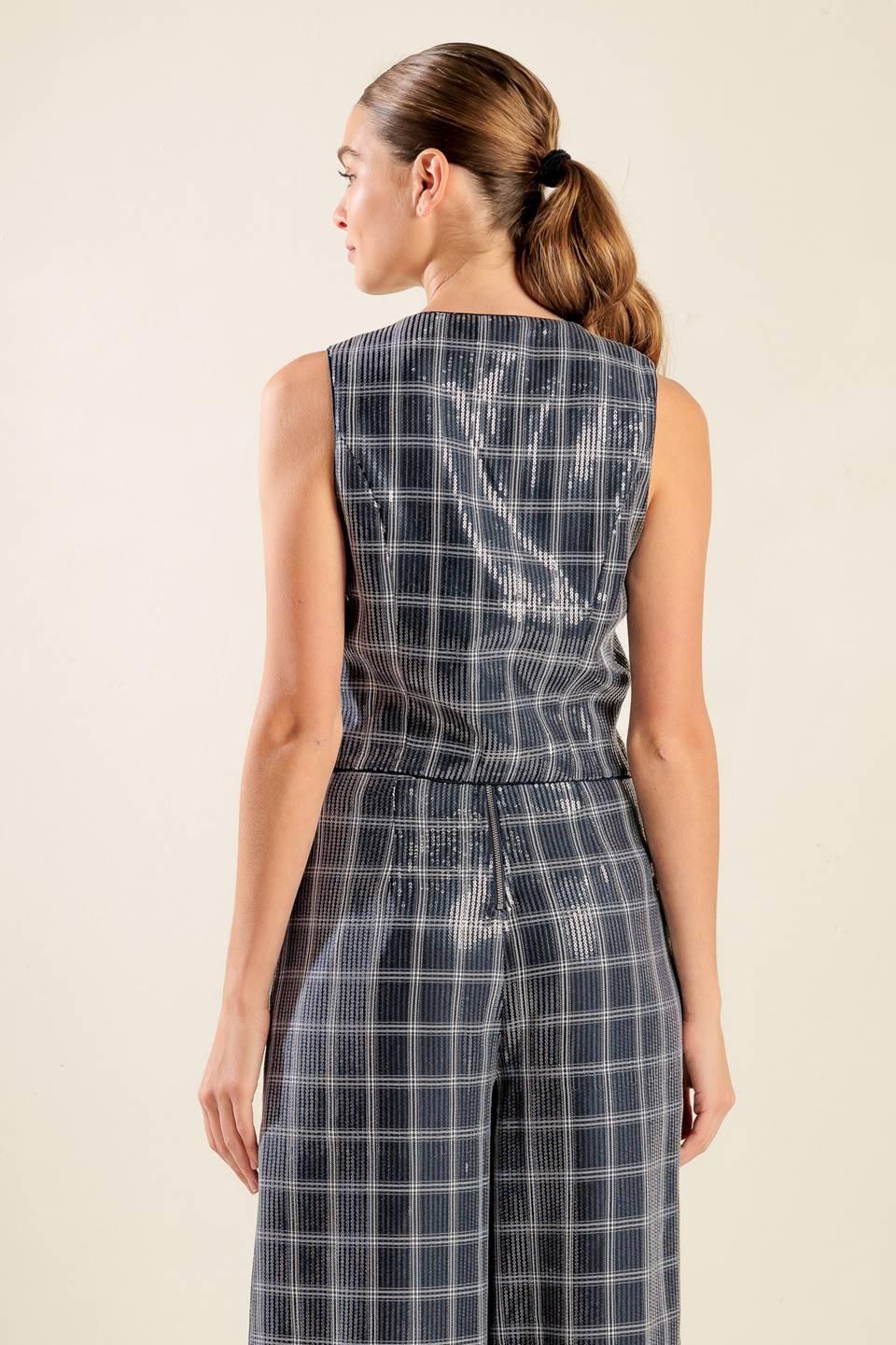 Traveling Far Navy Sequin Vest, view 5 — Soul Flow Apparel