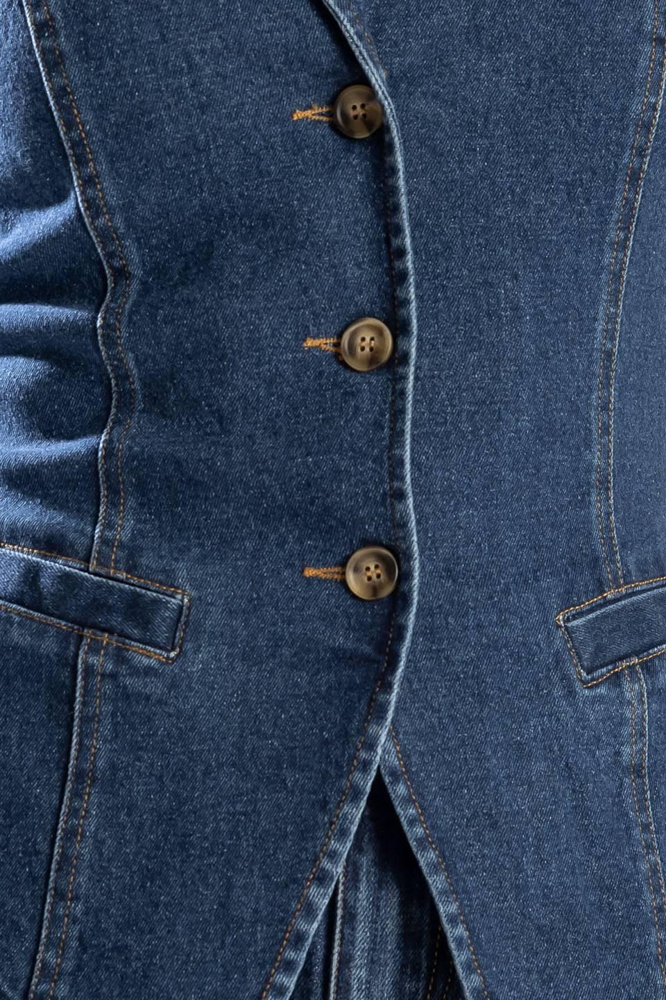 Spring Romance Denim Vest in indigo, fabric swatch — Soul Flow Apparel