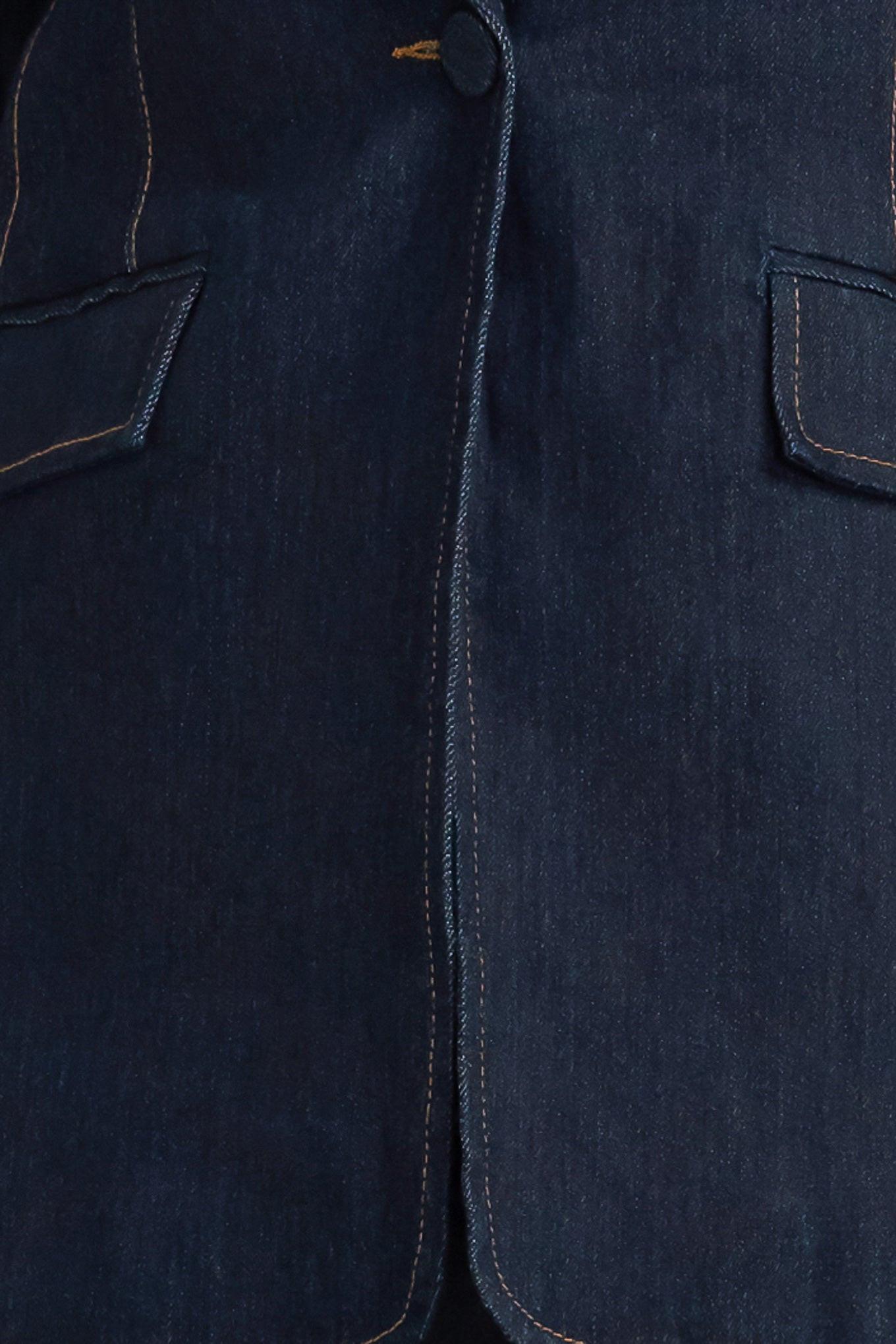 Urban Panel Denim Blazer in dark, fabric swatch — Soul Flow Apparel