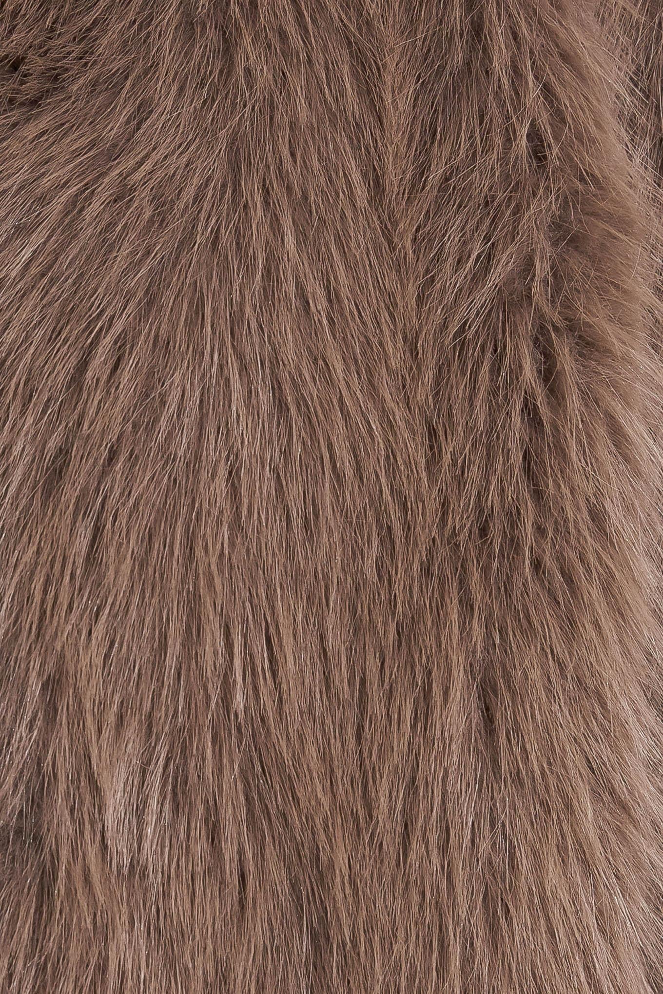 London Flare Mocha Faux Fur Crop Jacket, fabric swatch — Soul Flow Apparel