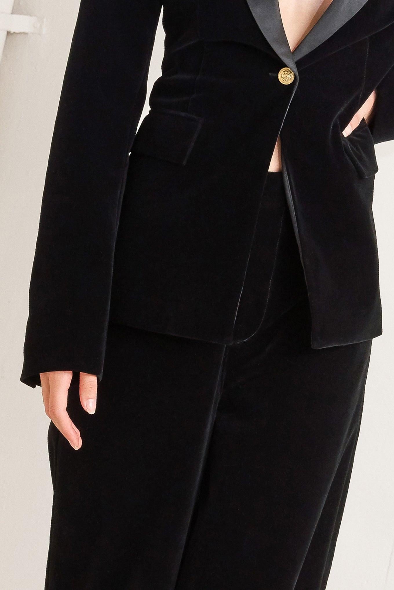 Midnight Tux Woven Velvet Blazer in black, view 8 — Soul Flow Apparel