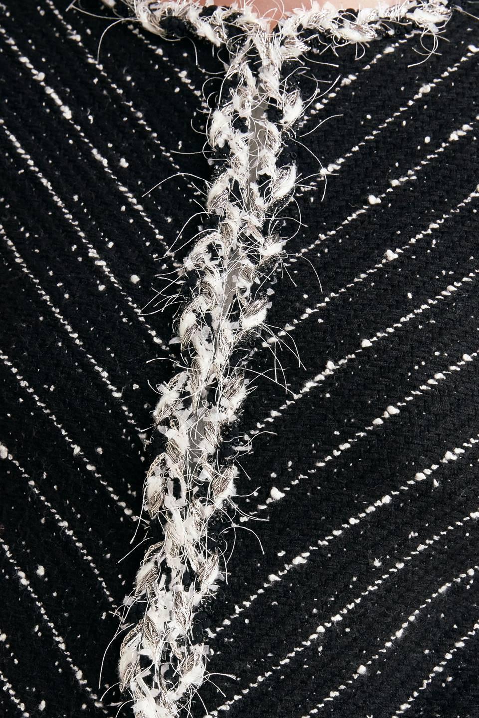 Noir Linear Sweater Knit Jacket in black, fabric swatch — Soul Flow Apparel