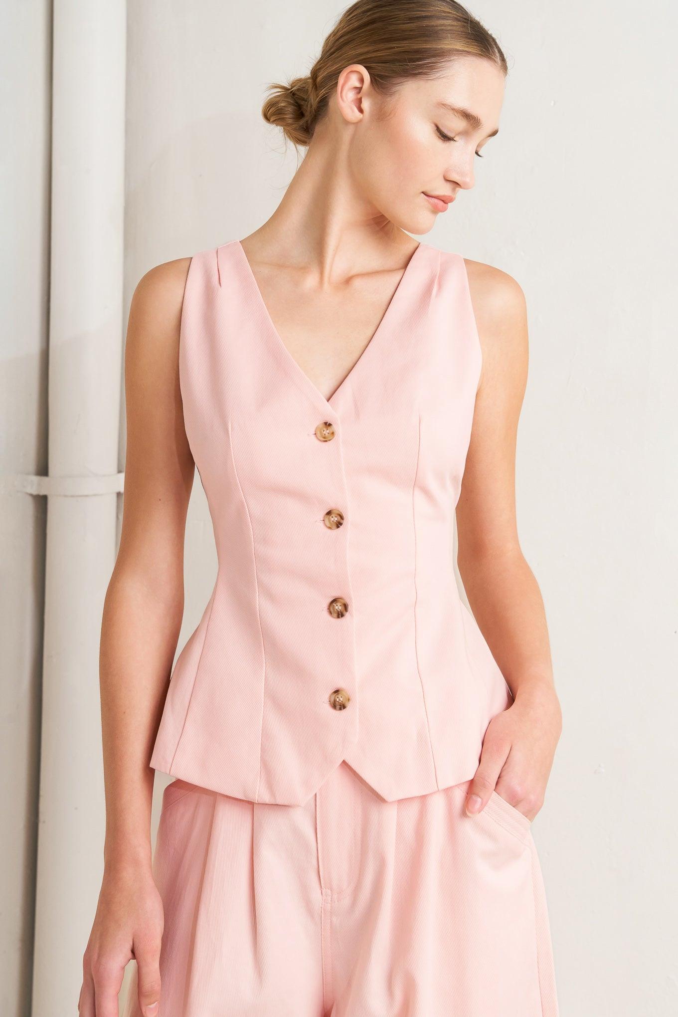 Heritage Reboot Woven Vest in pink, view 1 — Soul Flow Apparel