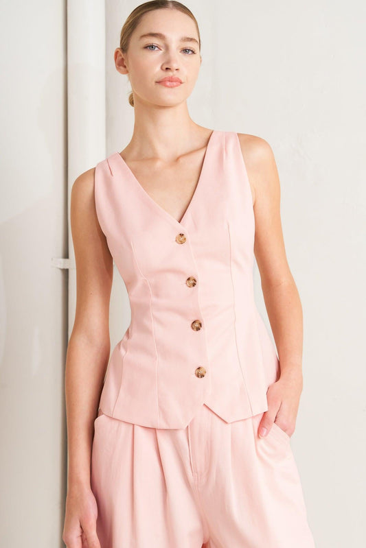 Heritage Reboot Woven Vest in pink, view 5 — Soul Flow Apparel