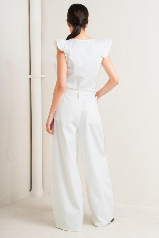 Sugar Air Twill Top in white, view 6 — Soul Flow Apparel