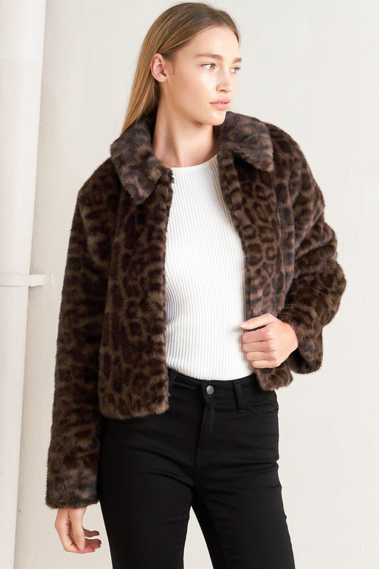Wild Fame Faux Leather Jacket in brown, view 6 — Soul Flow Apparel