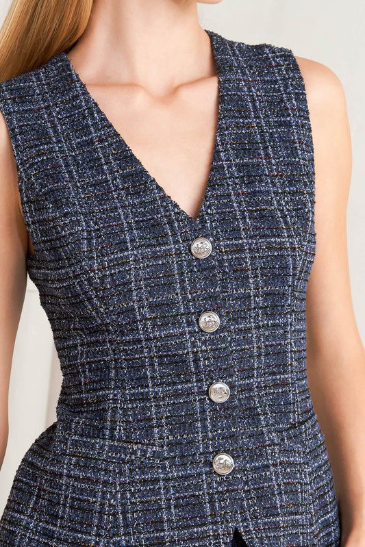 Everyday Icon Tweed Vest in navy multi, view 7 — Soul Flow Apparel