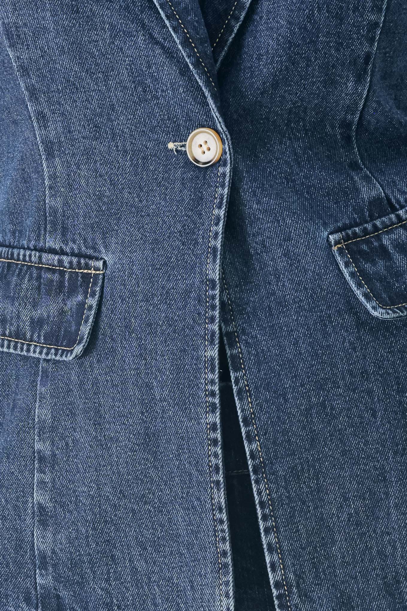 The Power Move Denim Jacket in denim blue, fabric swatch — Soul Flow Apparel