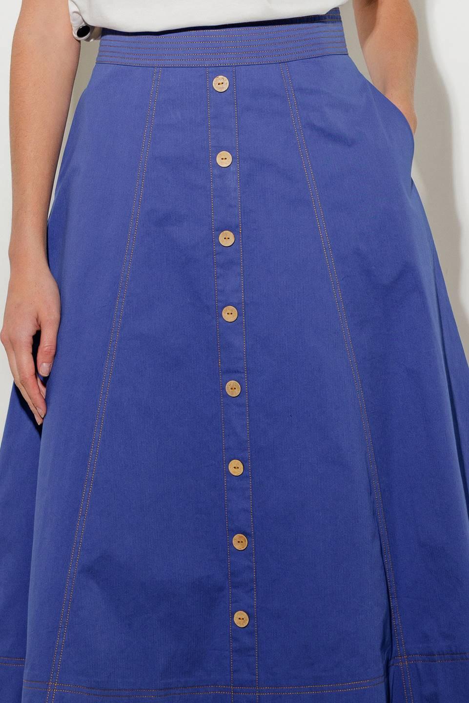 Enchanted Elegance Midi Skirt in blue, fabric swatch — Soul Flow Apparel