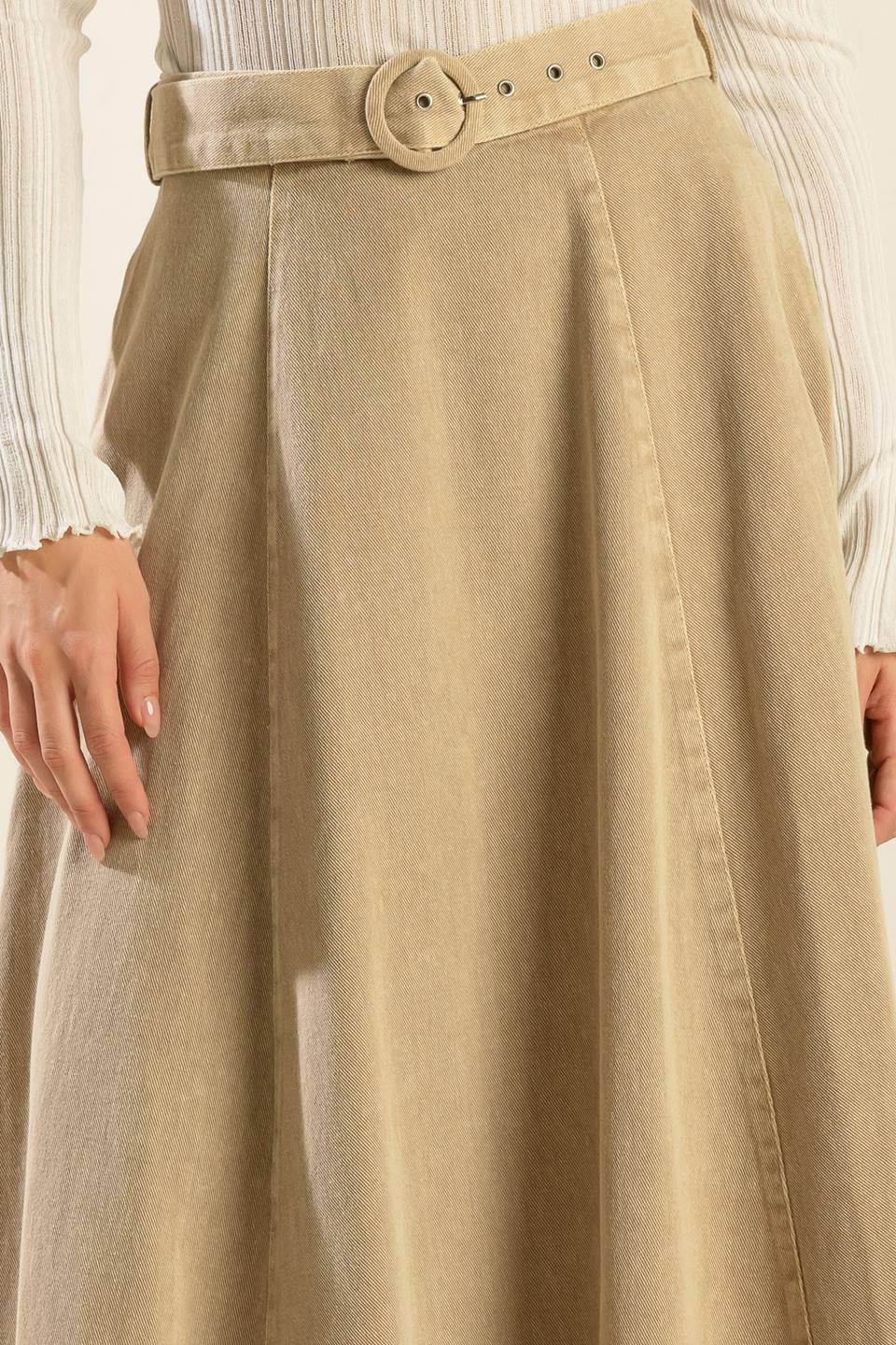 You Know It Twill Midi Skirt in taupe, fabric swatch — Soul Flow Apparel