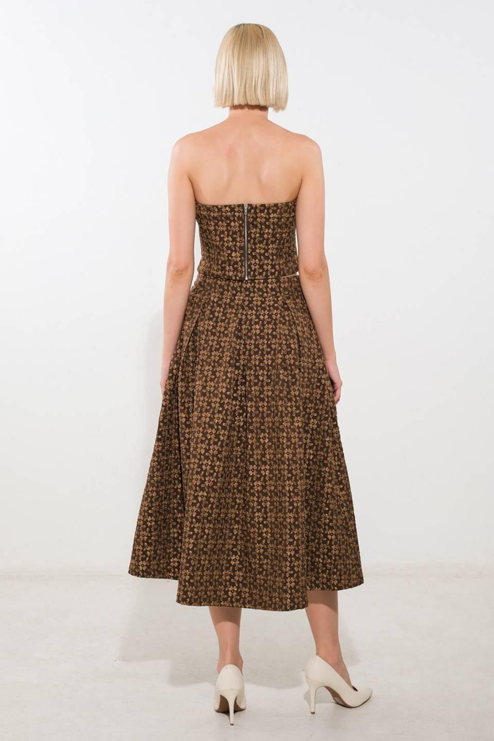 Upgraded Event Woven Midi Skirt in brown, view 6 — Soul Flow Apparel