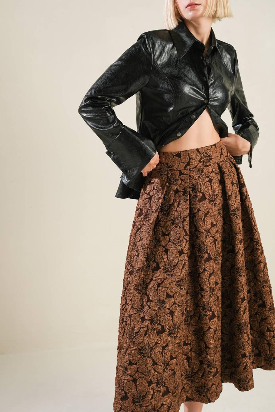 Eternal Devotion Woven Full Midi Skirt in brown, view 8 — Soul Flow Apparel