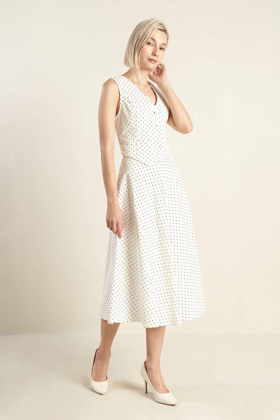 Walk with Me Woven Midi Skirt in white black, view 6 — Soul Flow Apparel
