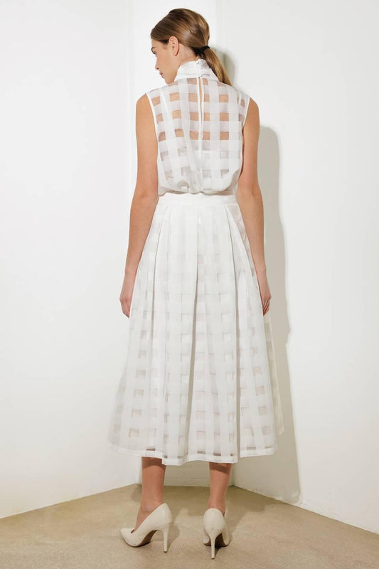 Live for Us White Organza Midi Skirt, view 4 — Soul Flow Apparel
