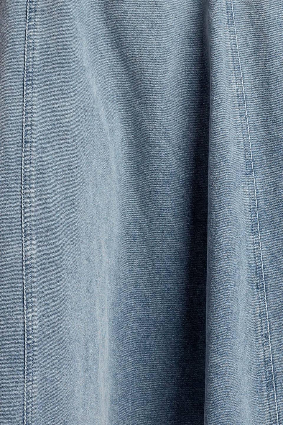 At First Glance Denim Midi Skirt in indigo, fabric swatch — Soul Flow Apparel