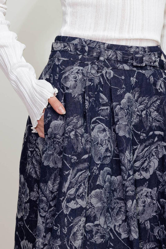 Urban Muse Jacquard Denim Skirt, view 7 — Soul Flow Apparel