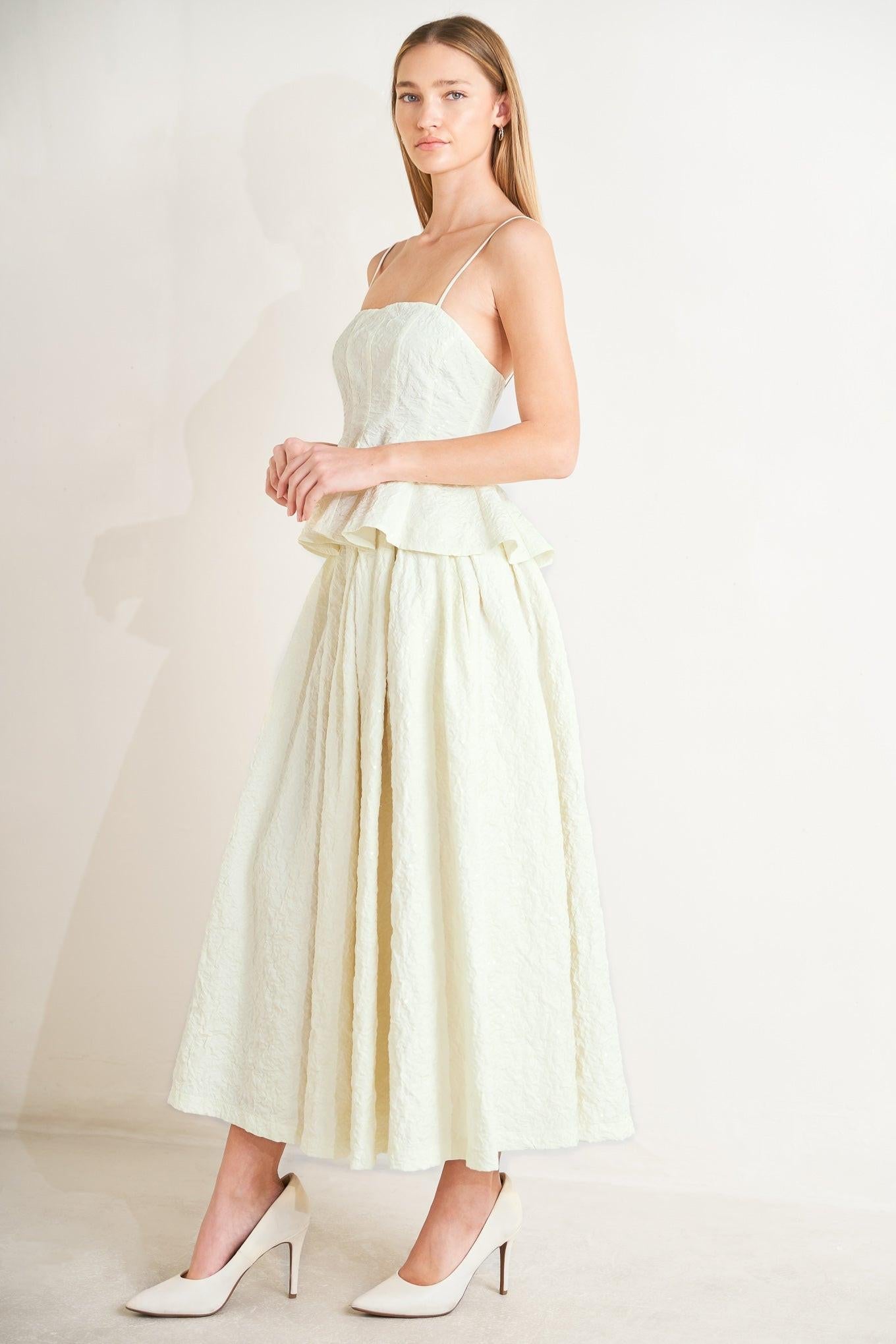 Grand Entrance Woven Full Skirt in ivory, view 3 — Soul Flow Apparel