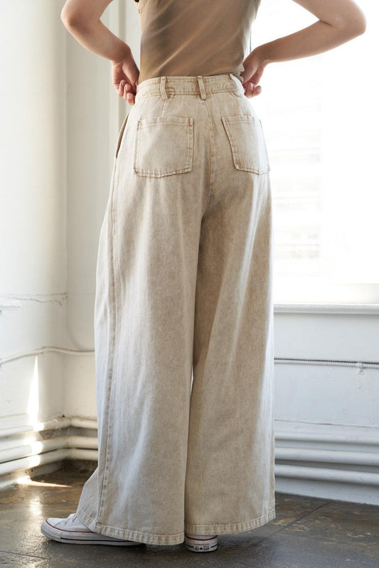 Sunbeam Splendor Twill Pants in taupe acid, view 2 — Soul Flow Apparel