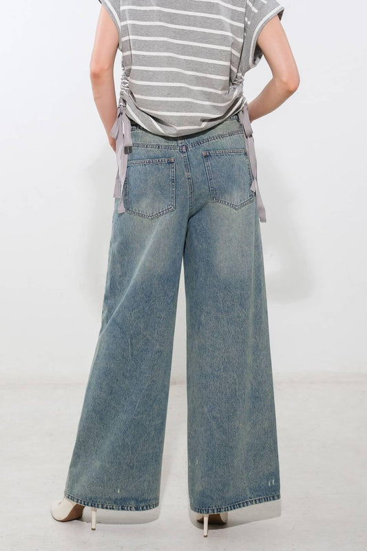 Inspiring Allure Denim Pants in indigo, view 2 — Soul Flow Apparel