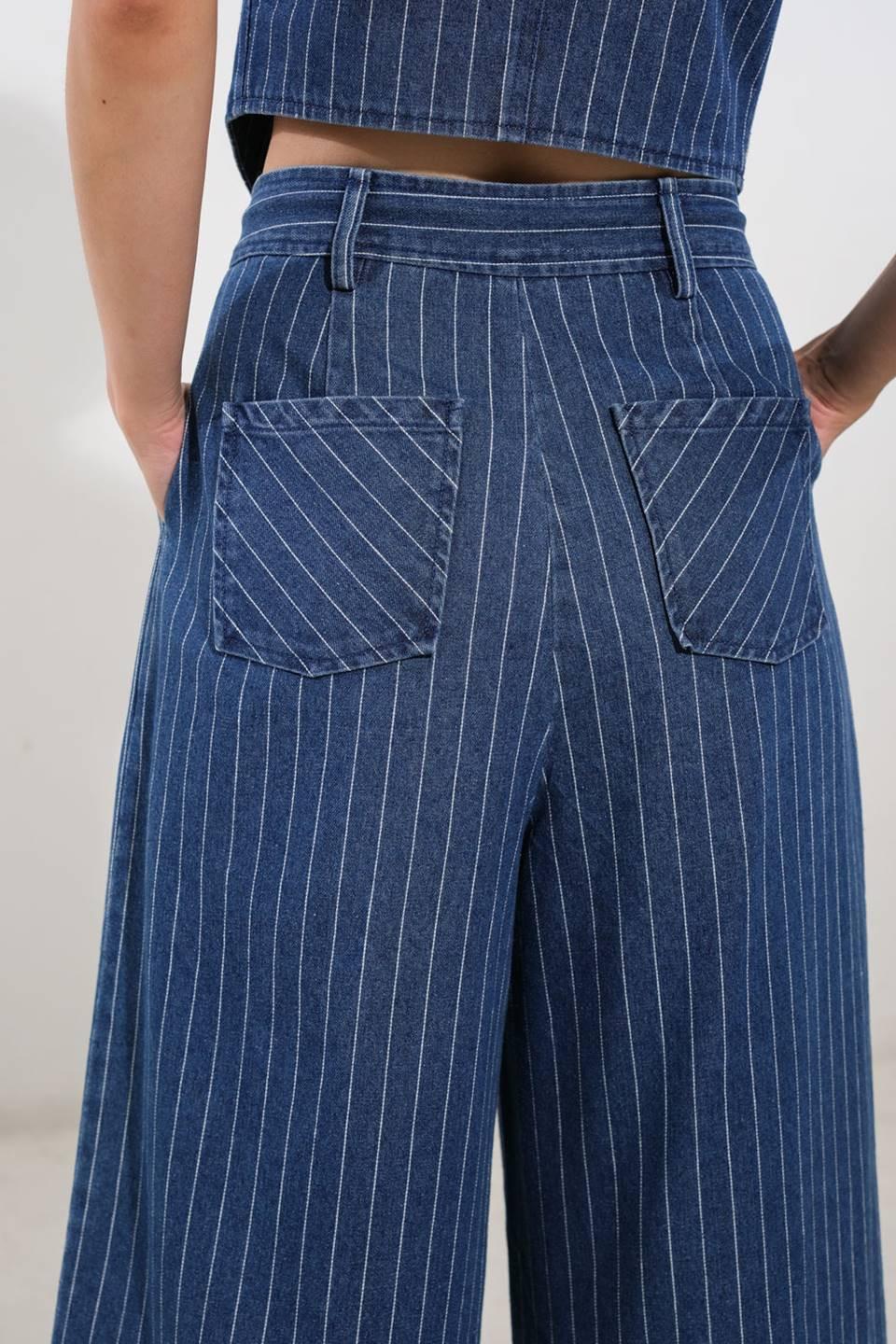 I Still Believe Denim Pants in medium indigo, view 7 — Soul Flow Apparel