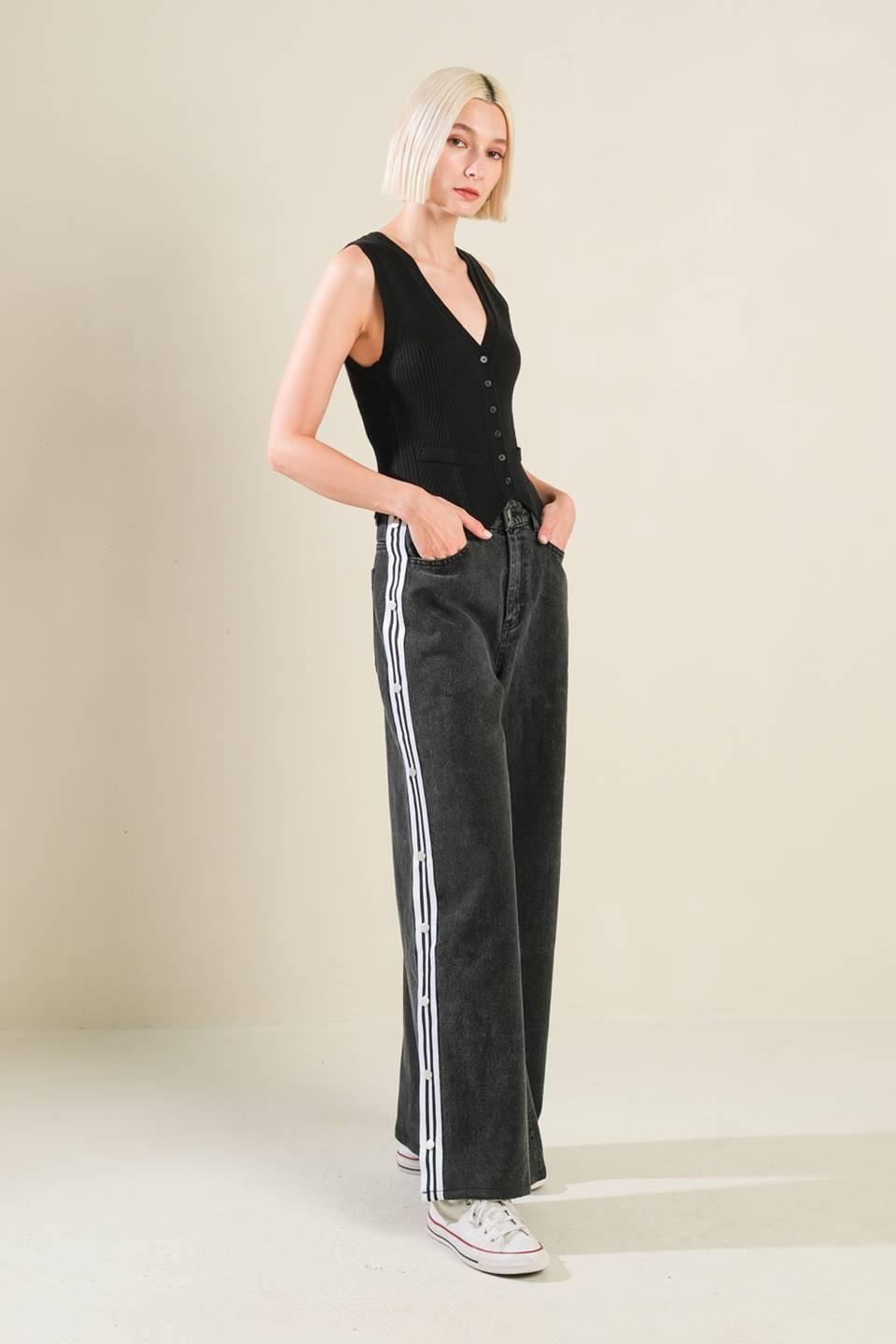 Elegant Elevation Denim Pants in black, view 7 — Soul Flow Apparel