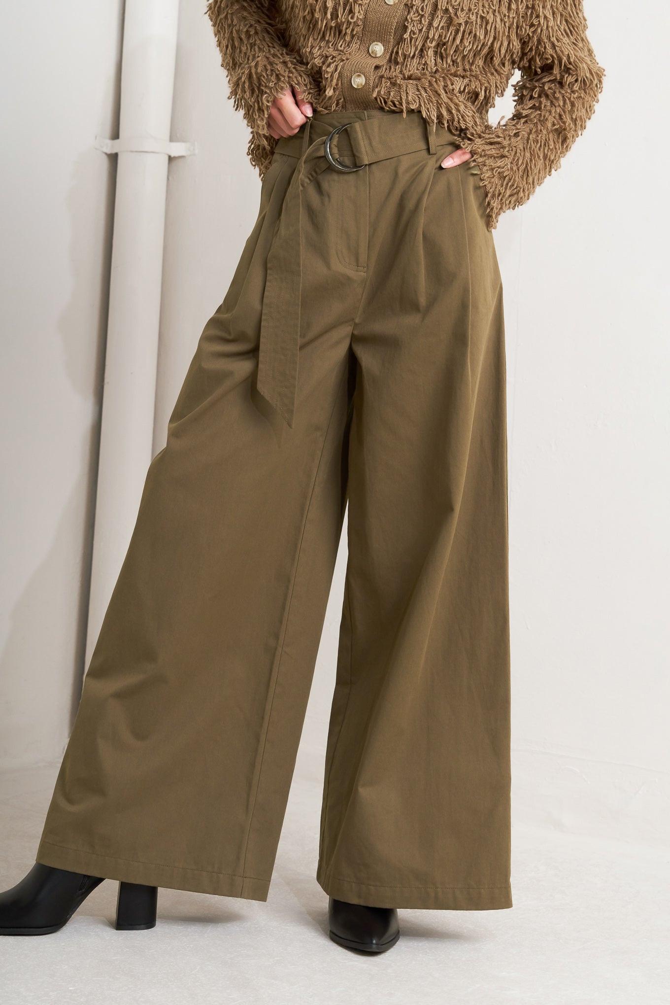 Elegance Unveiled Woven Pants in brown, view 4 — Soul Flow Apparel