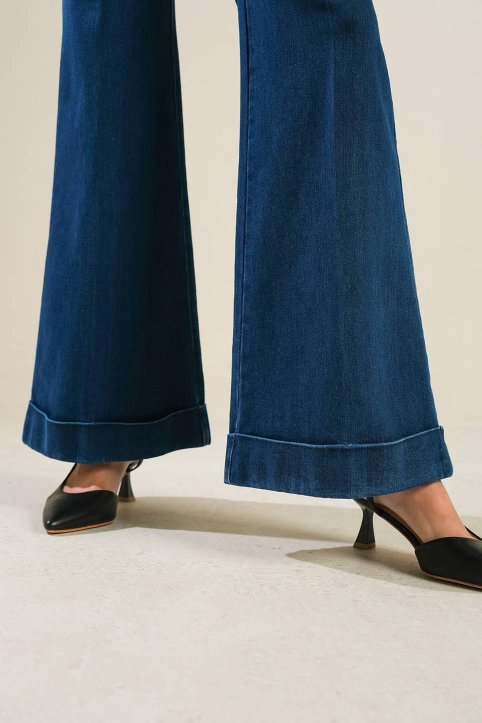 Our Greatest Love Denim Pants in medium indigo, view 7 — Soul Flow Apparel