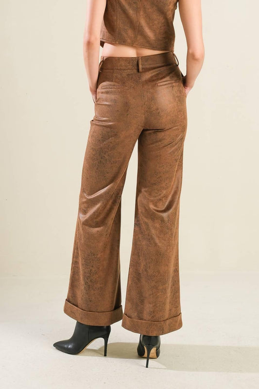 A Gift From Love Leather Pants in brown, view 2 — Soul Flow Apparel