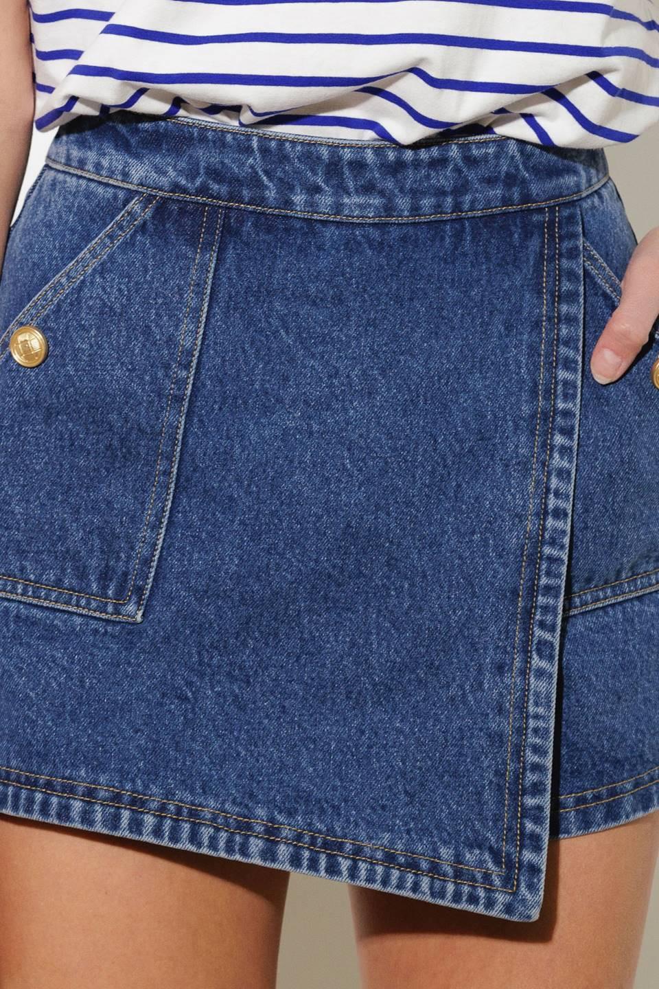 For a Second Denim Skort, fabric swatch — Soul Flow Apparel