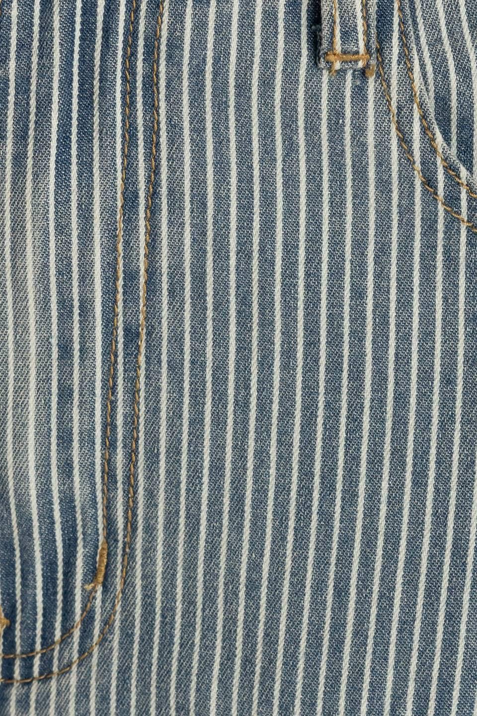 Rooftop Romance Denim Pants in light denim white, fabric swatch — Soul Flow Apparel