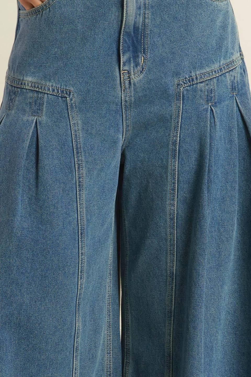Effortless Edge Denim Pants in medium, fabric swatch — Soul Flow Apparel