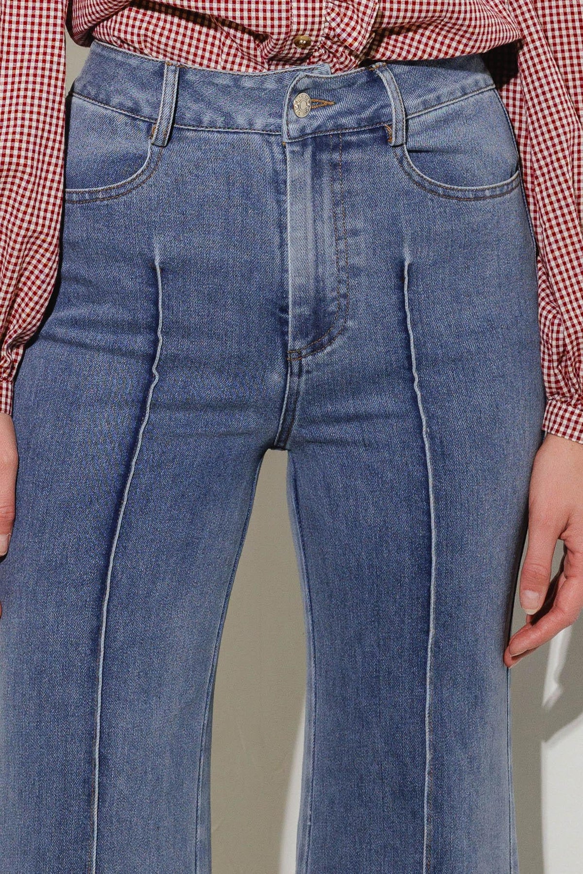 A Place to Be Stretch Denim Pants in medium, fabric swatch — Soul Flow Apparel
