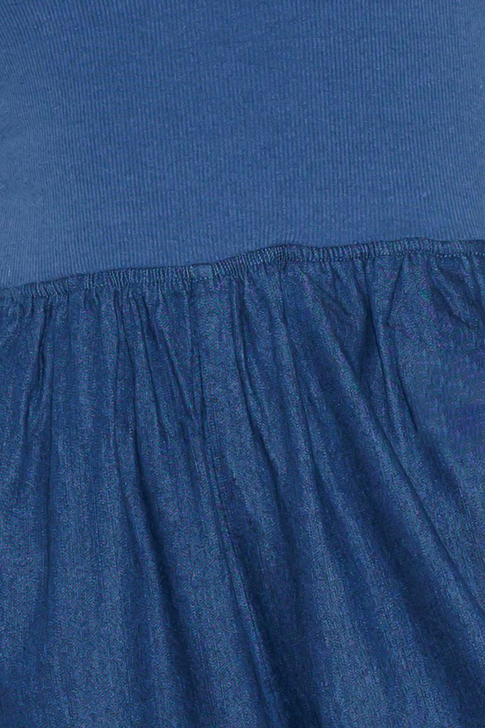 Walk Easy in Indigo Denim Pants, fabric swatch — Soul Flow Apparel