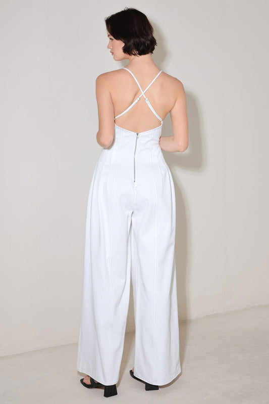 Serene Seduction Woven Jumpsuit in white, view 6 — Soul Flow Apparel