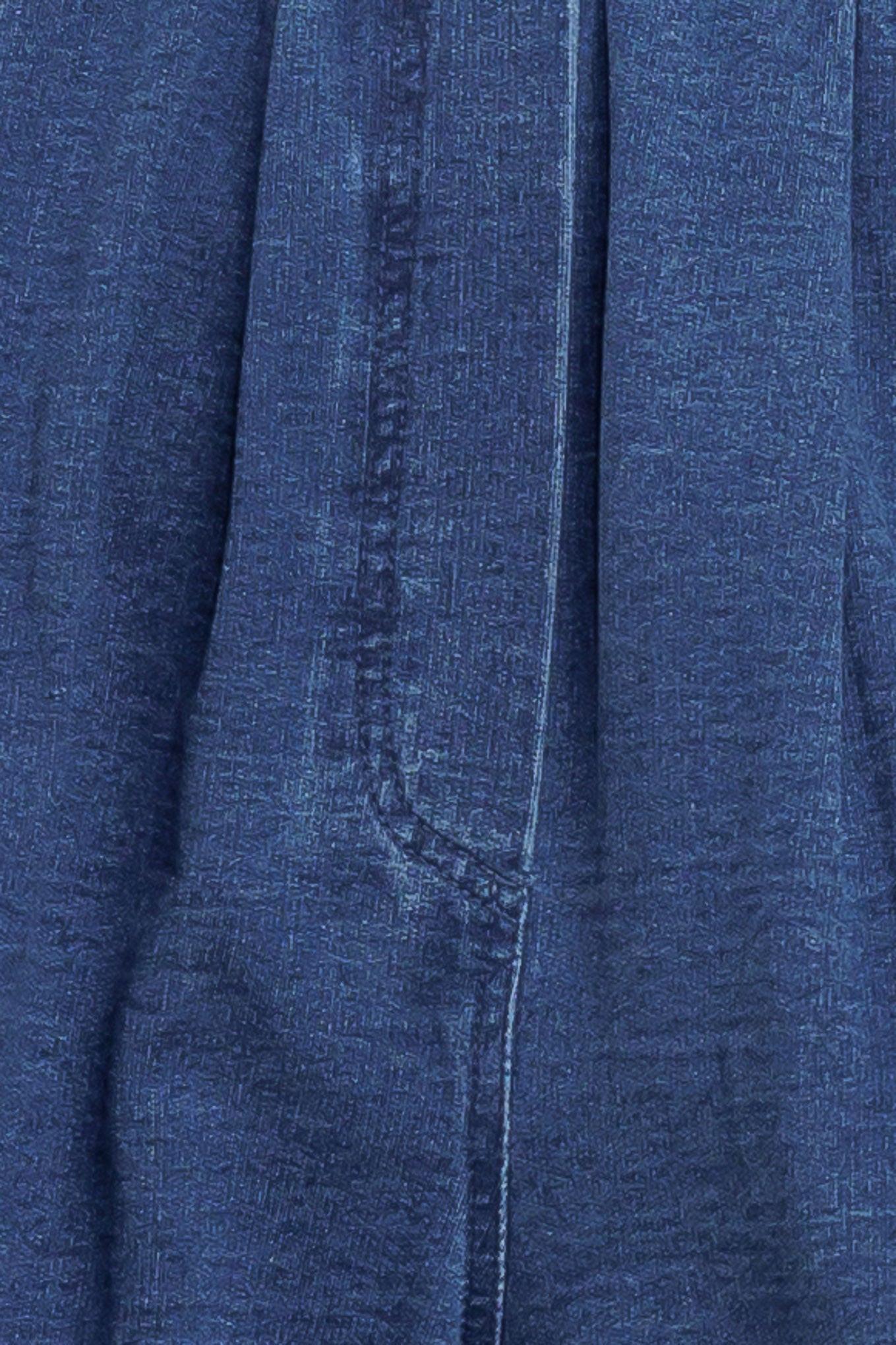 Urban Indigo French Terry Denim Pants in blue, fabric swatch — Soul Flow Apparel