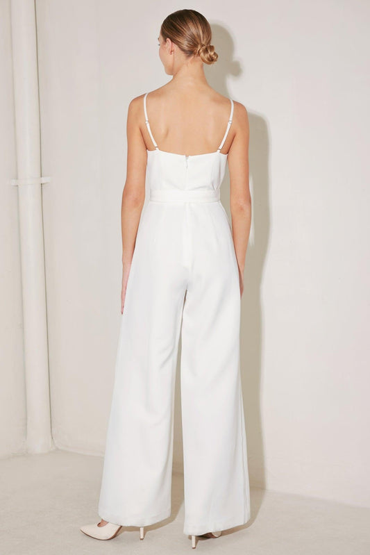 Arctic Elegance Woven Jumpsuit in white, view 6 — Soul Flow Apparel