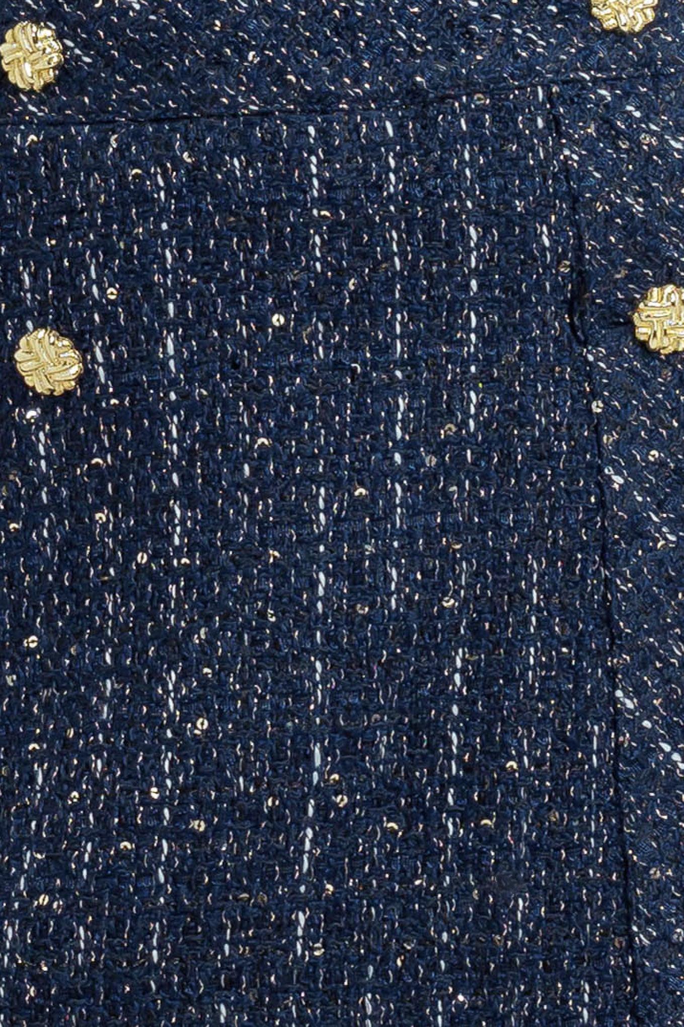 Parisian Navy Tweed Skort, fabric swatch — Soul Flow Apparel