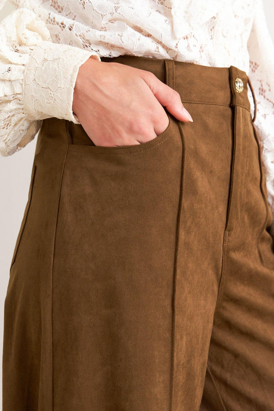 Brown Sugar Faux Suede Pants, view 6 — Soul Flow Apparel