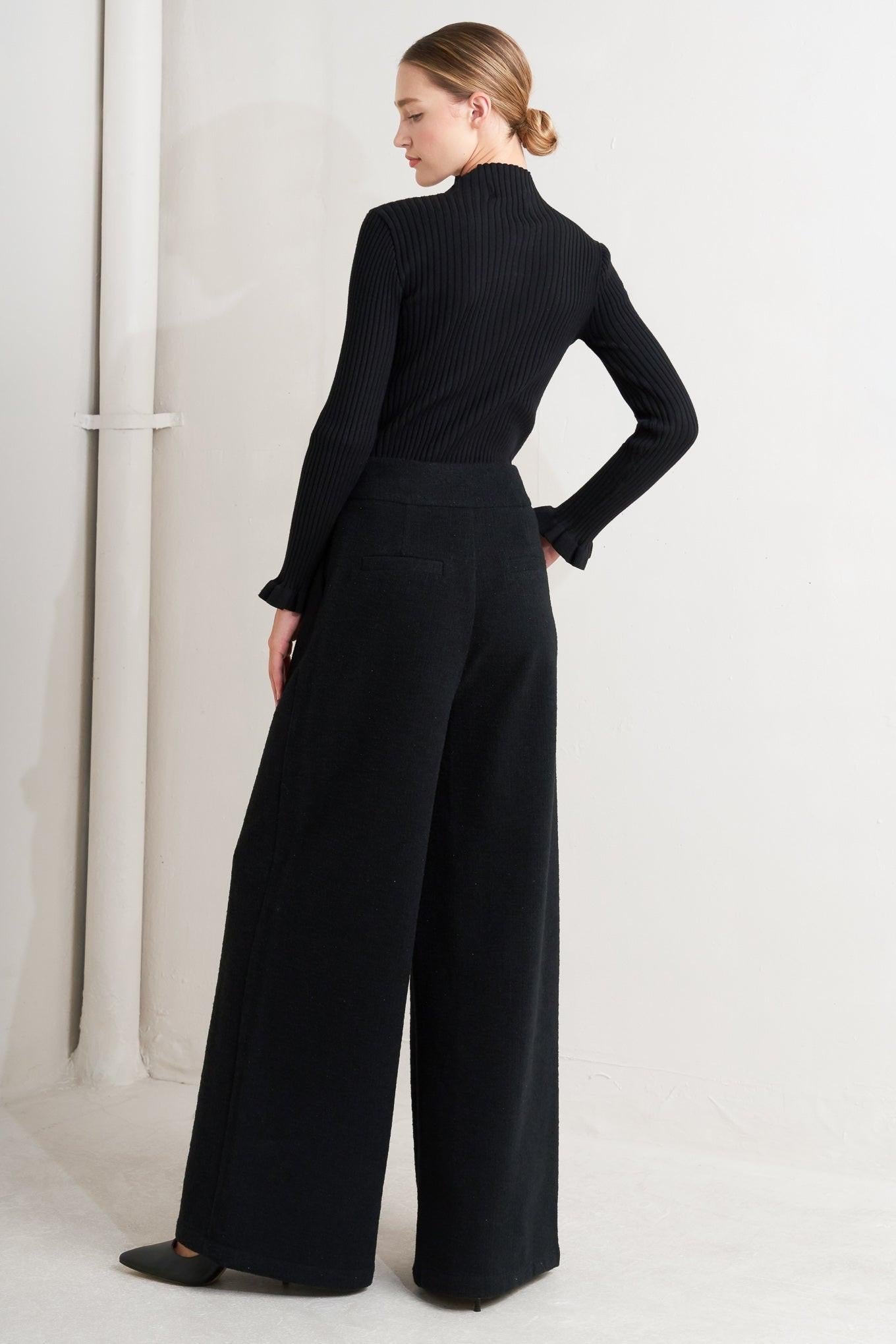 Prestige Volume Black Woven Pants, view 5 — Soul Flow Apparel