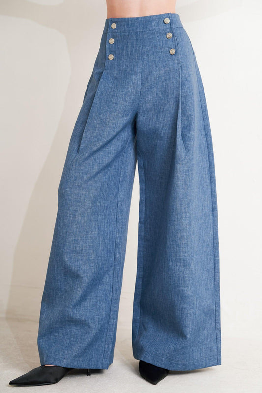 Power Move Woven Pants in denim blue, view 1 — Soul Flow Apparel