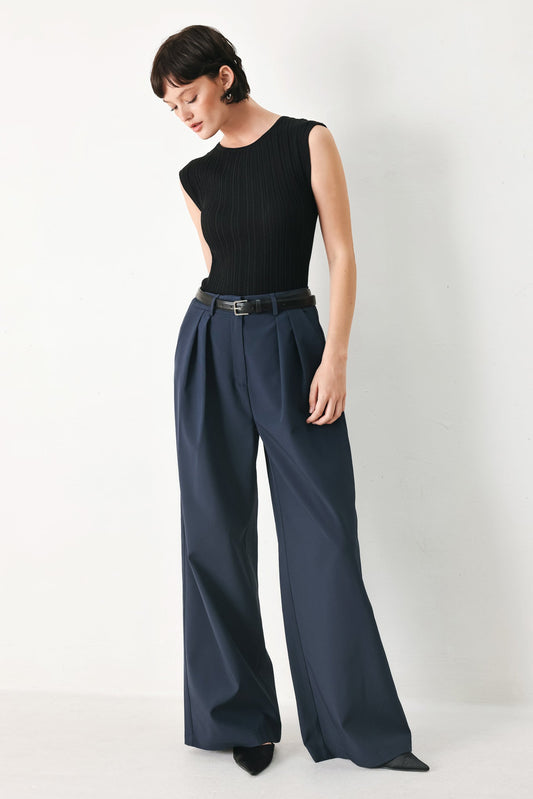 Power Play Woven Pants in navy, view 6 — Soul Flow Apparel