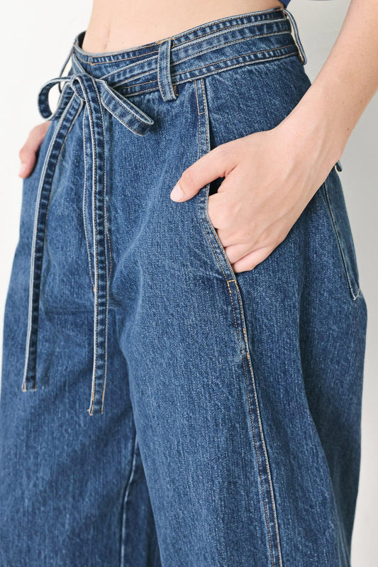 Blue Honey Oversize Denim Pants in indigo, view 3 — Soul Flow Apparel