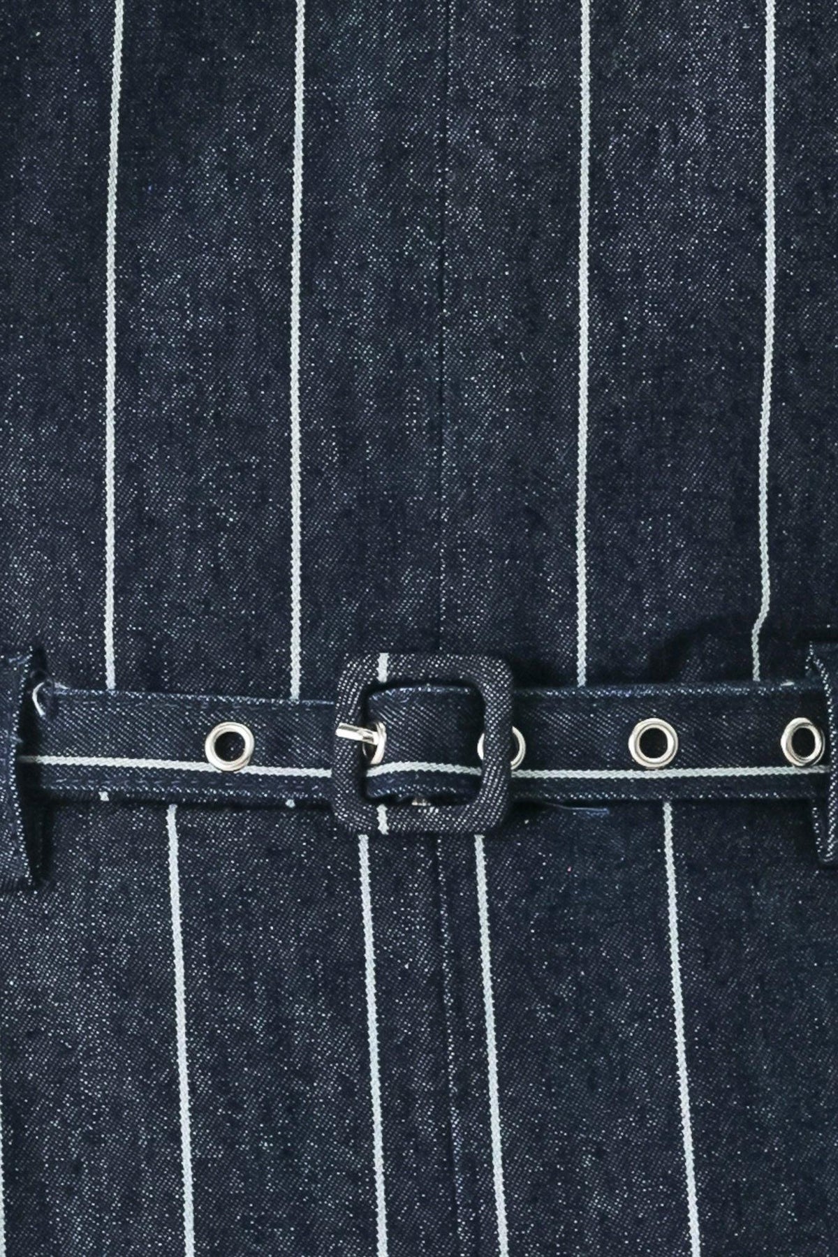 Soft Line Romance Woven Jumpsuit in dark denim, fabric swatch — Soul Flow Apparel