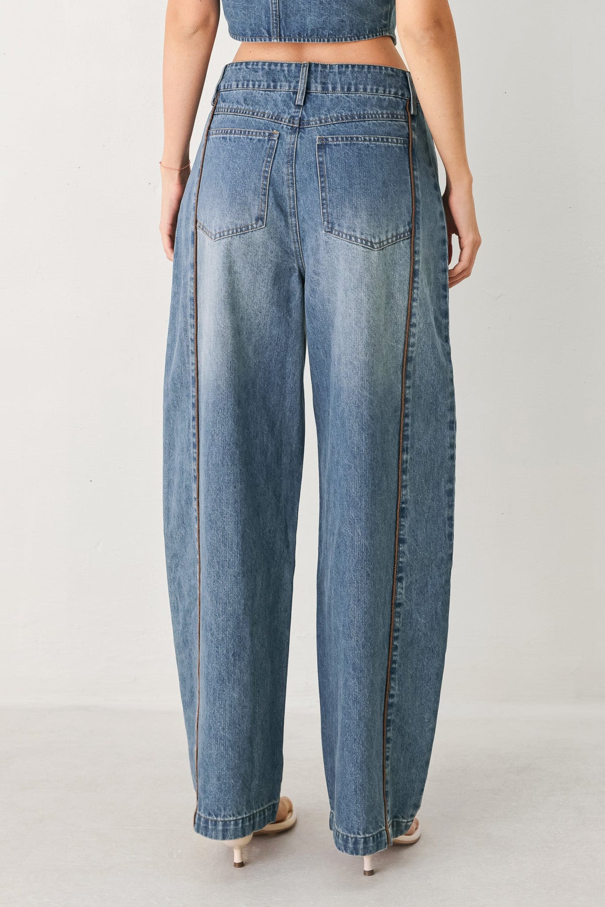 Western Muse Denim Ballon Pants, view 3 — Soul Flow Apparel
