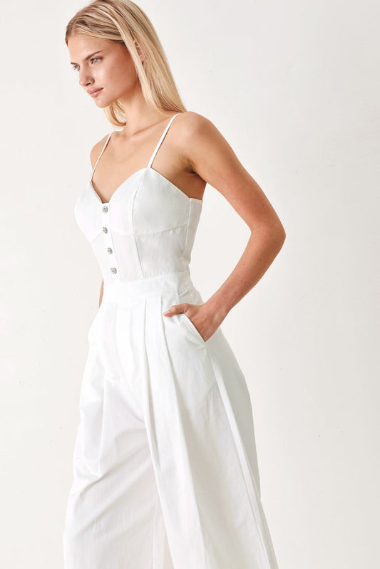 True Love Look Woven Jumpsuit in white, view 3 — Soul Flow Apparel