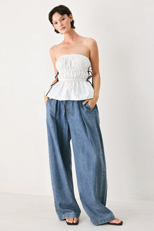 Relaxed Retreat Denim Pants, view 4 — Soul Flow Apparel