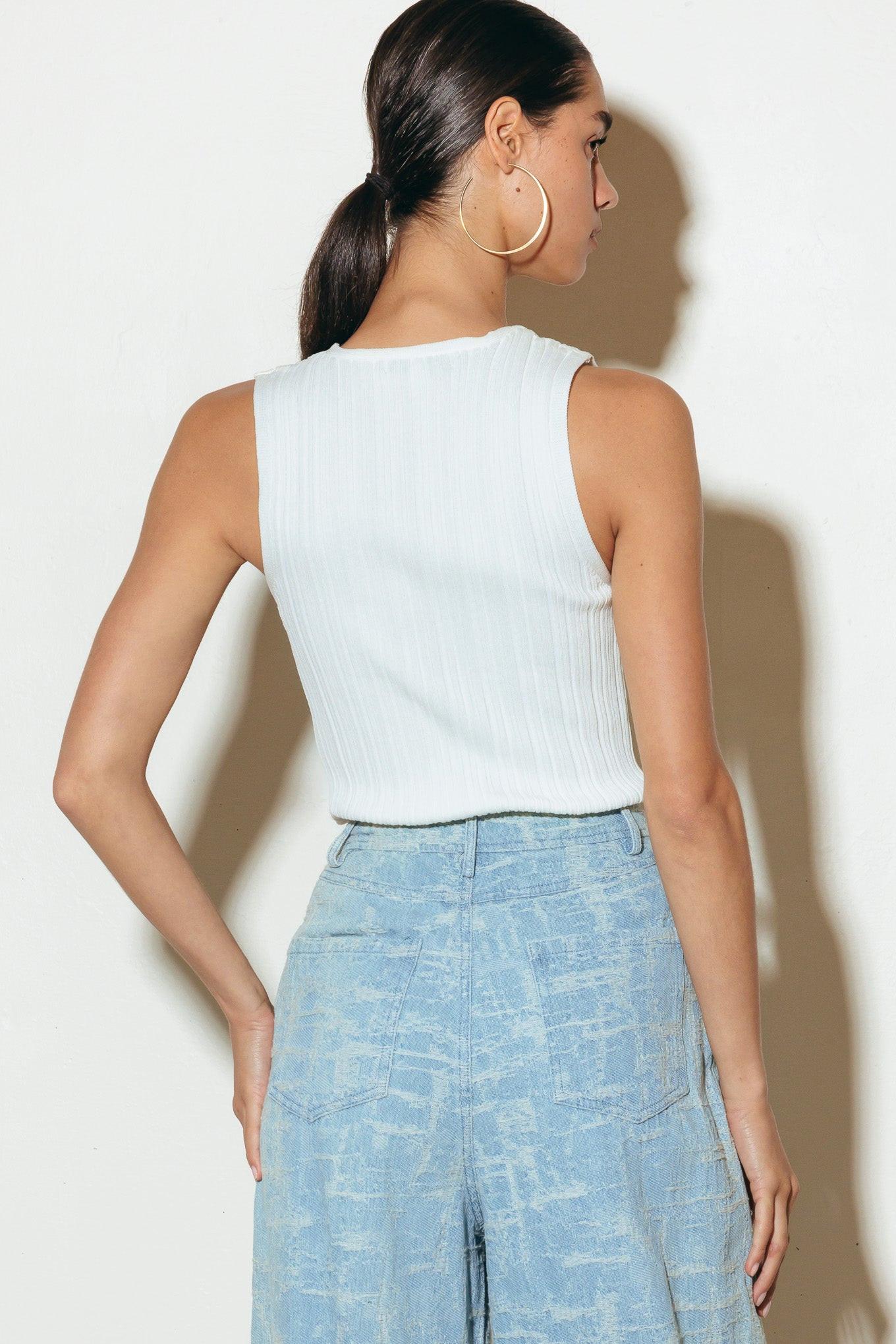 Walk on the Bright Side Tank Top in white, view 6 — Soul Flow Apparel