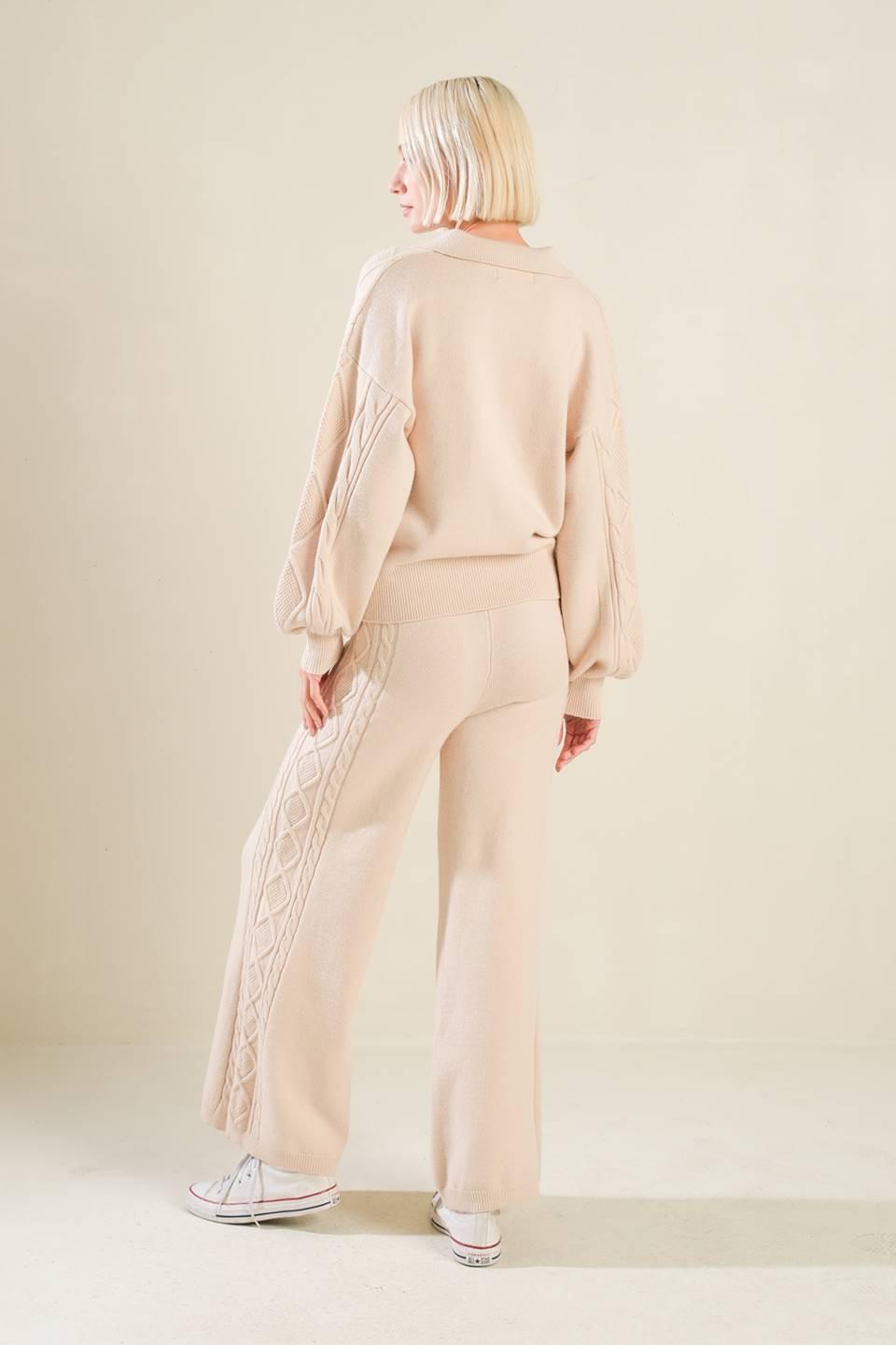 Hold Your Gaze Sweater Knit Top in taupe, view 6 — Soul Flow Apparel
